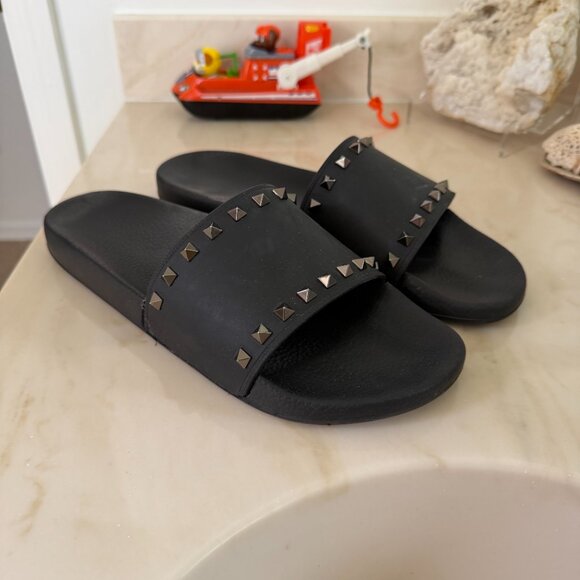 Men's Valentino Slides size 12 Black Studded - Picture 3 of 5